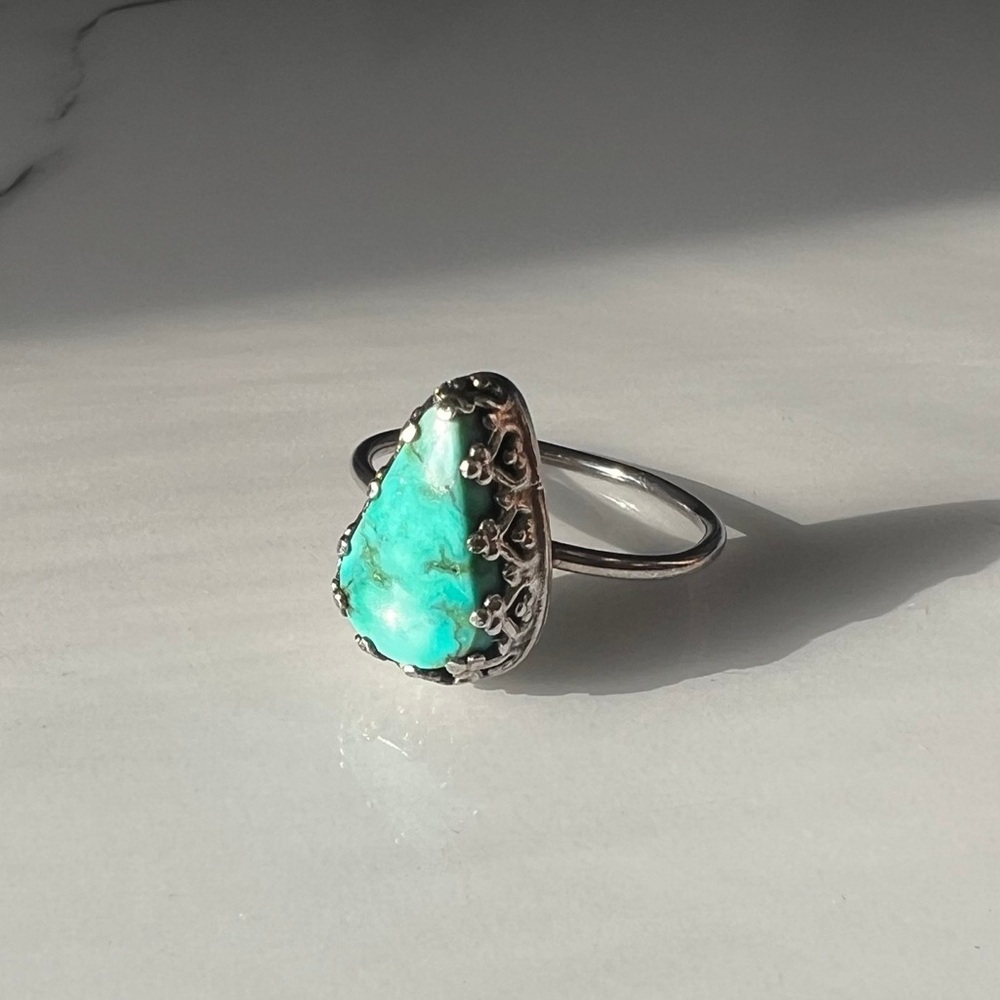 Silver and Turquoise Ring size 8